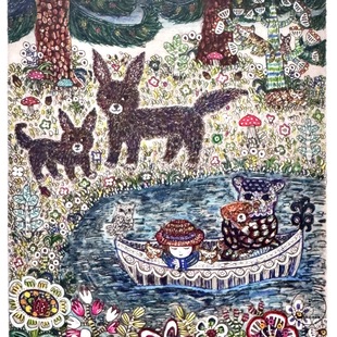 日本原版 「SHUNA」一首关于朋友 Kuma Ayako 插画明信片 诗