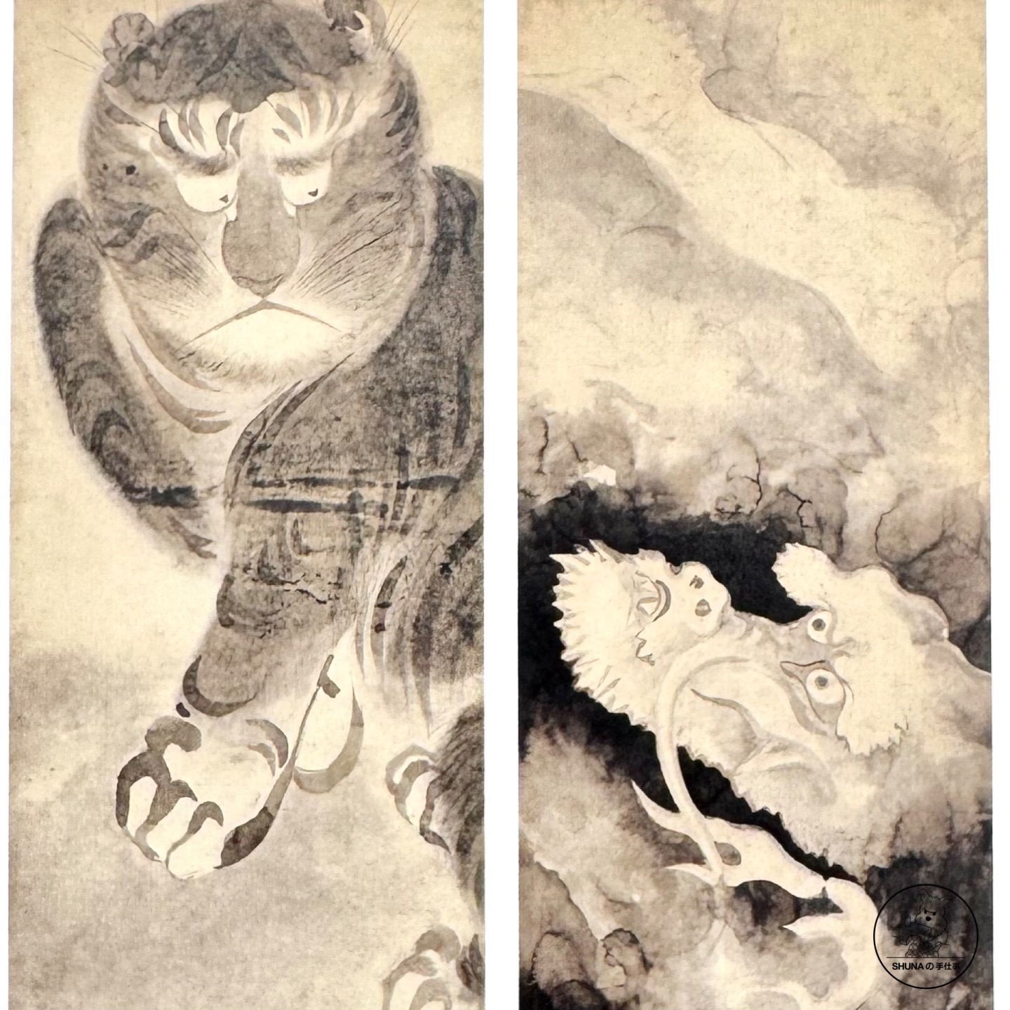 「SHUNA」虎虎虎 东洋古画里的大猫 日本原版美术名画复古明信片