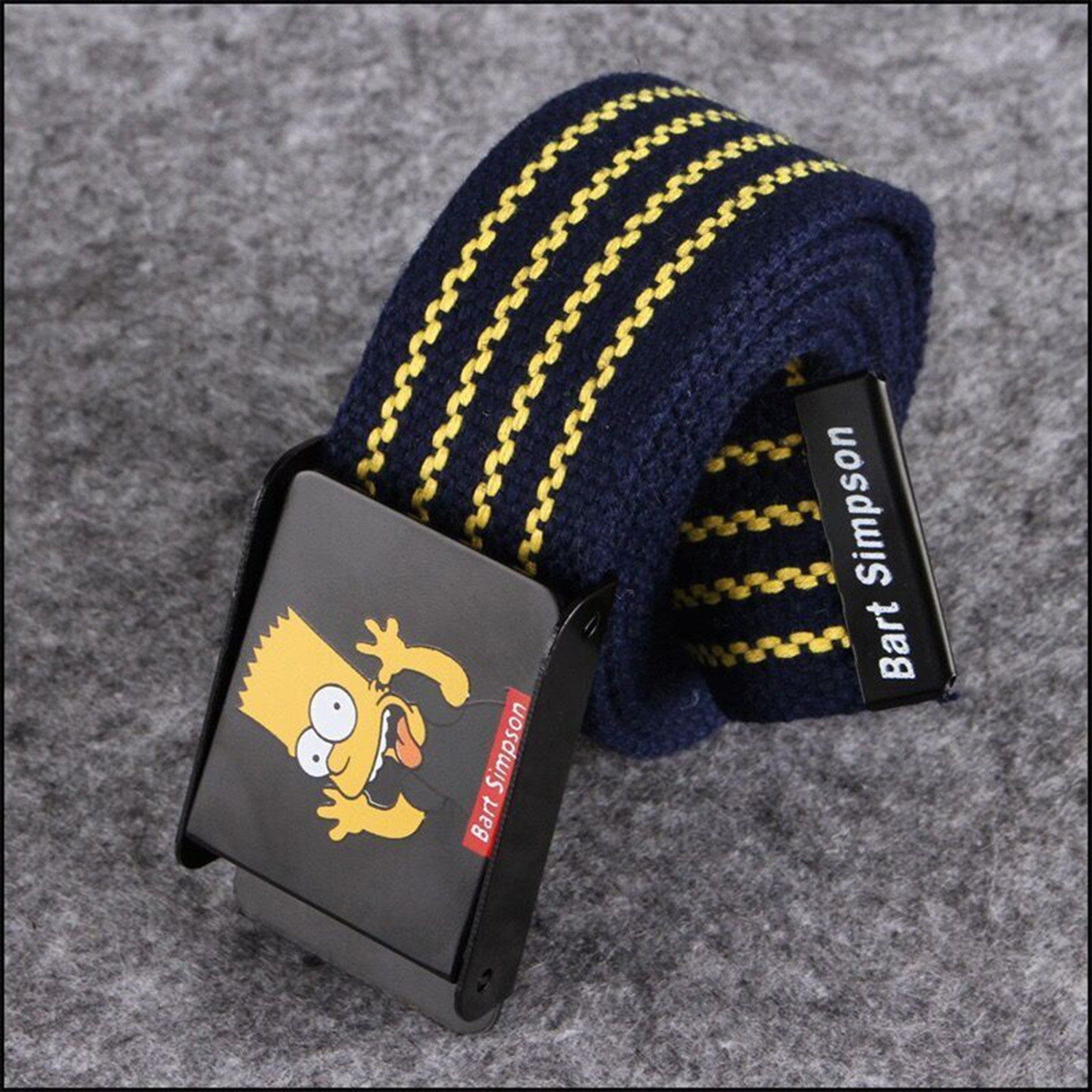 韩版辛普森可爱卡通皮带青年帆布字母自动扣腰带男女学生潮流百搭