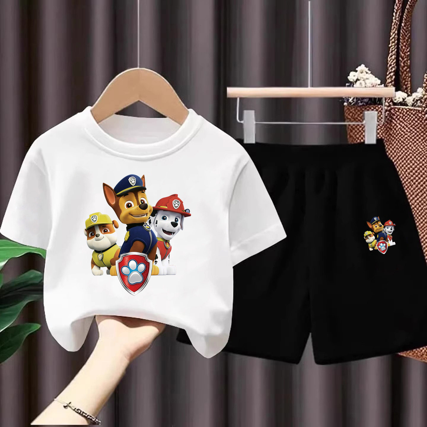 汪汪队t恤儿童夏装套装2026新款中大童纯棉运动童装男童女童半袖