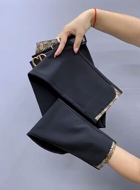 2026年秋冬新款拼接撞色九分西服裤韩版百搭弹力】黑色高腰铅笔裤