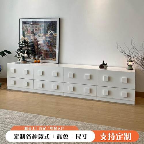 明烁家具 奶油风装饰客厅电视卡门柜储物柜 床头多功能组合收纳柜