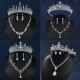 时尚 新娘饰品高端结婚三件套钻石皇冠项链耳环 手工新娘套链韩式