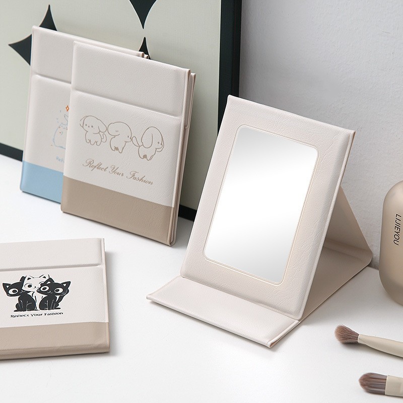 便携化妆镜家用女随身梳妆镜台式桌面折叠化妆镜学生宿舍小镜子