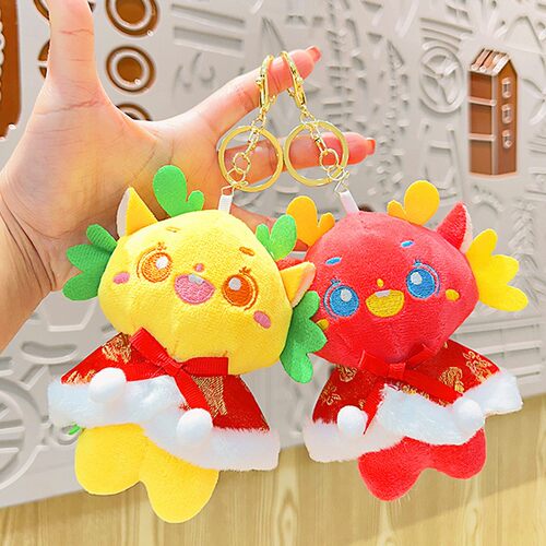 新款国潮毛绒披风龙公仔书包钥匙扣挂件玩偶背包情侣挂饰饰品