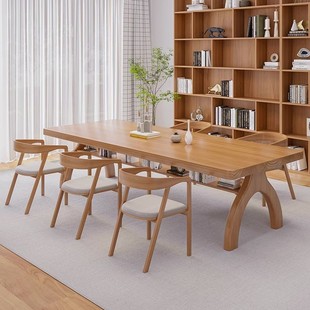 北欧实木会议桌现代简约客厅双层书桌长桌工作台多人学习桌实木桌