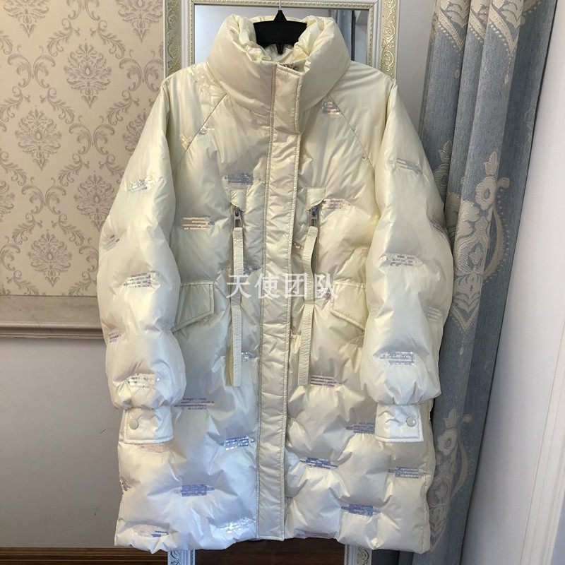 亮片羽绒服女中长款加厚外套