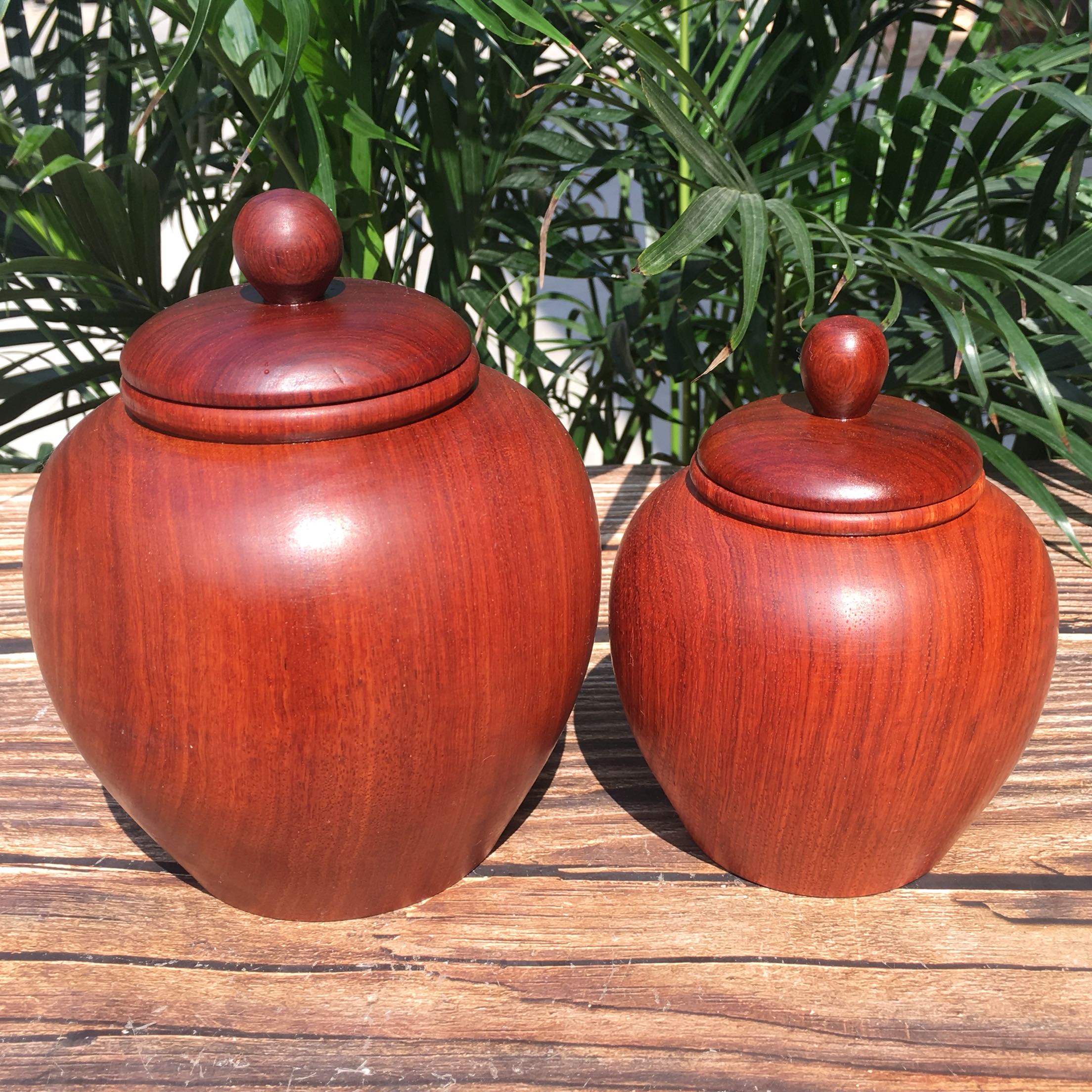 红木罐子茶叶罐储存罐花梨大果紫檀整体实木无拼接缅花储物收纳罐