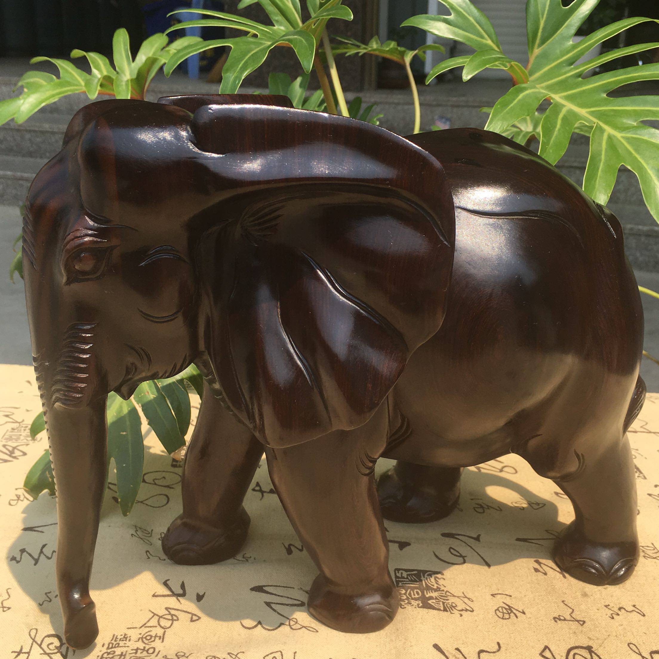 红木大象摆件木雕酸枝木实木招财小象客厅玄关家居装饰木质工艺品