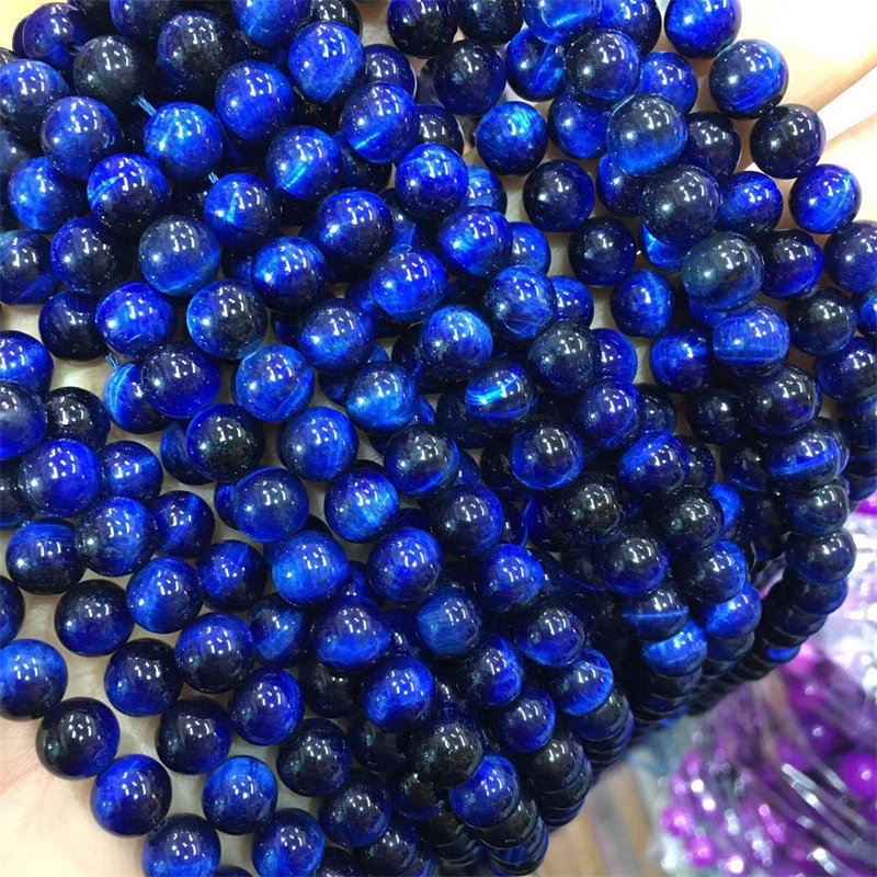 加色蓝虎眼石散珠半成品隔珠彩色圆珠串珠手链项链材料