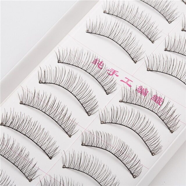 酷品手工假睫毛10对/盒自然浓密纤长棉线梗裸妆眼睫毛影楼化妆师