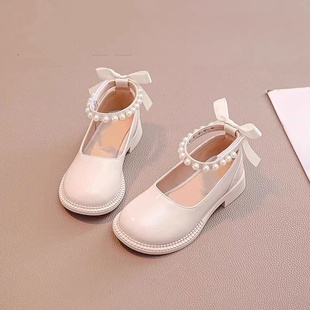 真皮高跟皮鞋小玛丽珍女童春秋软底礼服公主新款鞋白色皮鞋中大童