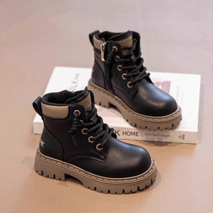 儿童马丁靴春秋款2025新款男童短靴真皮女童靴子中大童冬季皮靴