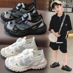 男童运动鞋夏季2026新款儿童镂空单网鞋中大童透气网面老爹框子鞋