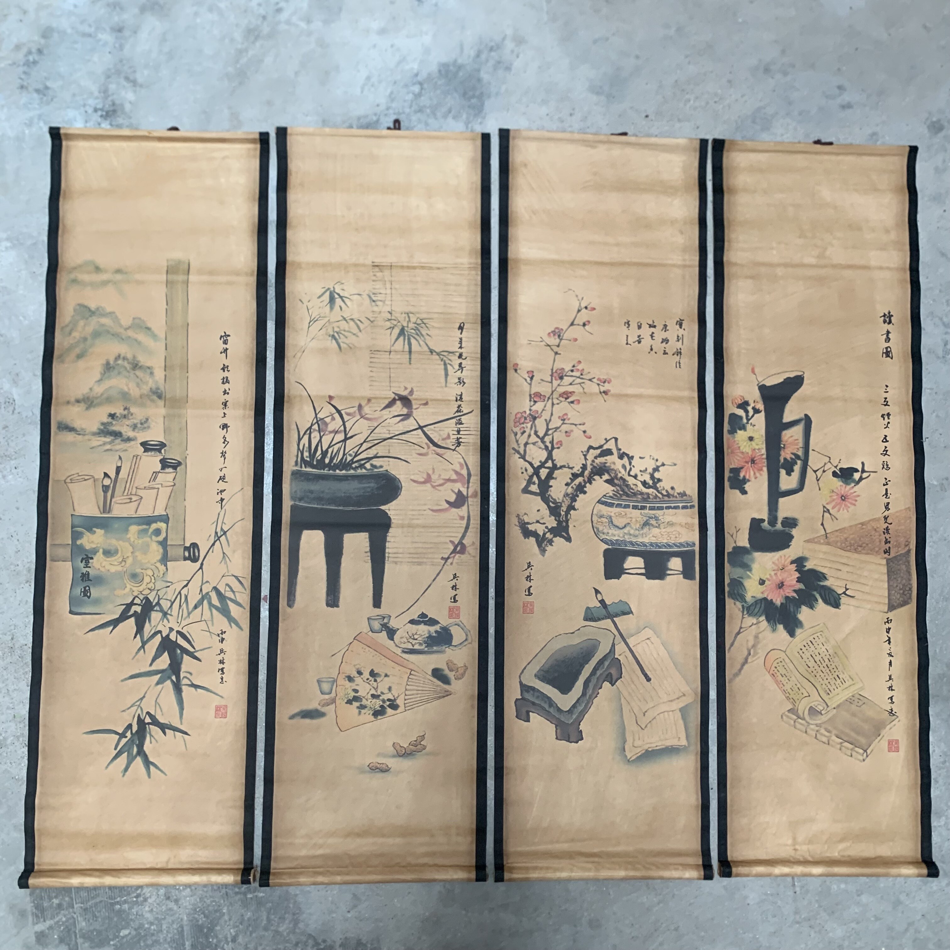 梅兰竹菊仿古字画挂墙客厅装饰