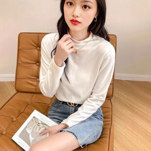 堆堆领气质优雅高弹通勤风 修身 打底衫 女半高领加厚保暖打底衣长袖