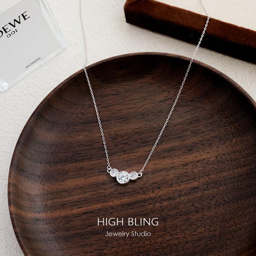 通体S925银超闪5A锆石极简锁骨链