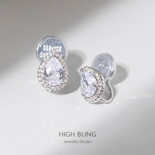 通勤百搭精致超闪锆石水滴耳饰