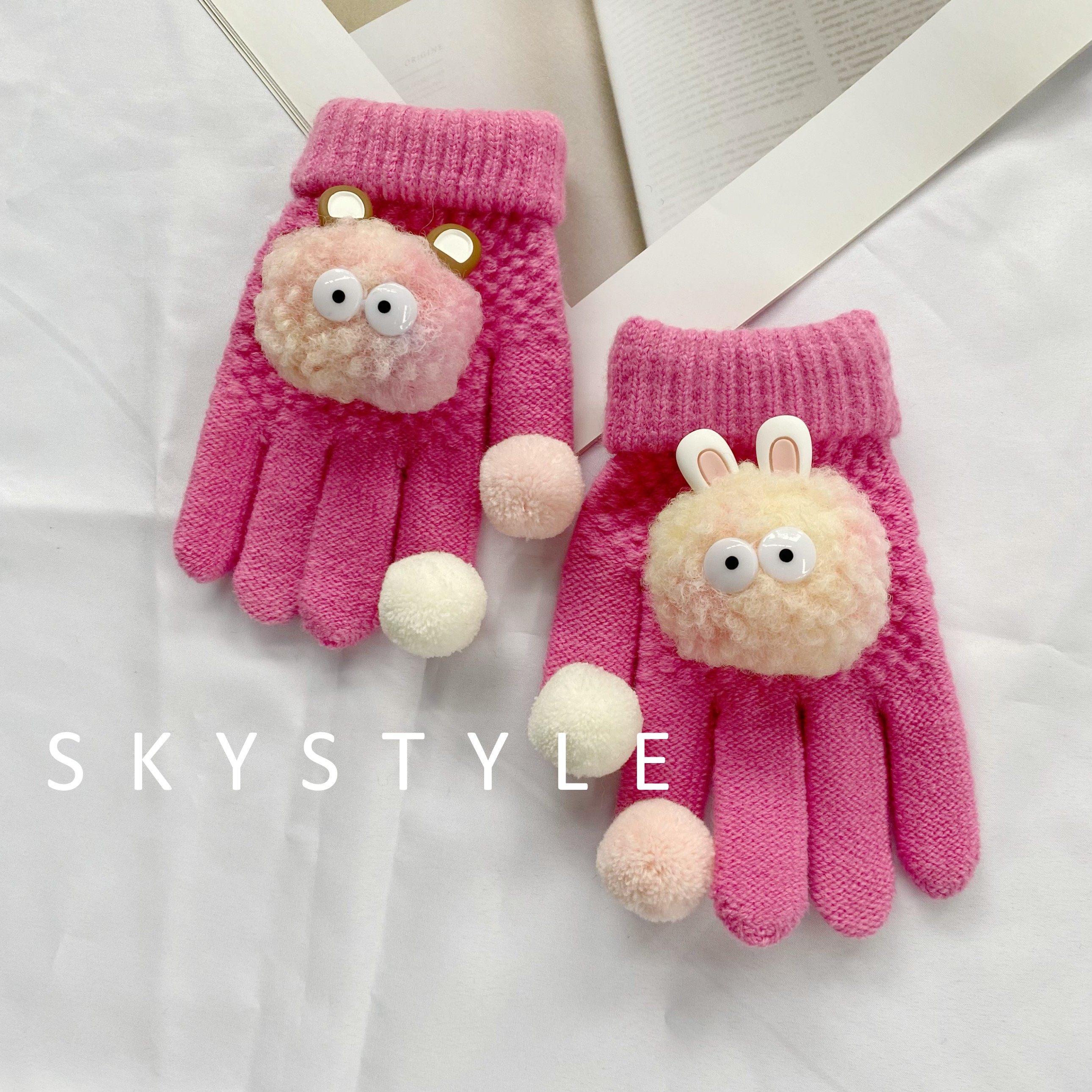 韩版儿童手套冬季保暖可爱精灵球球2-10岁宝宝男女童粉色分指手套,童装/婴儿装/亲子装,手套,淘宝优惠券,粉丝福利购,淘宝优惠卷