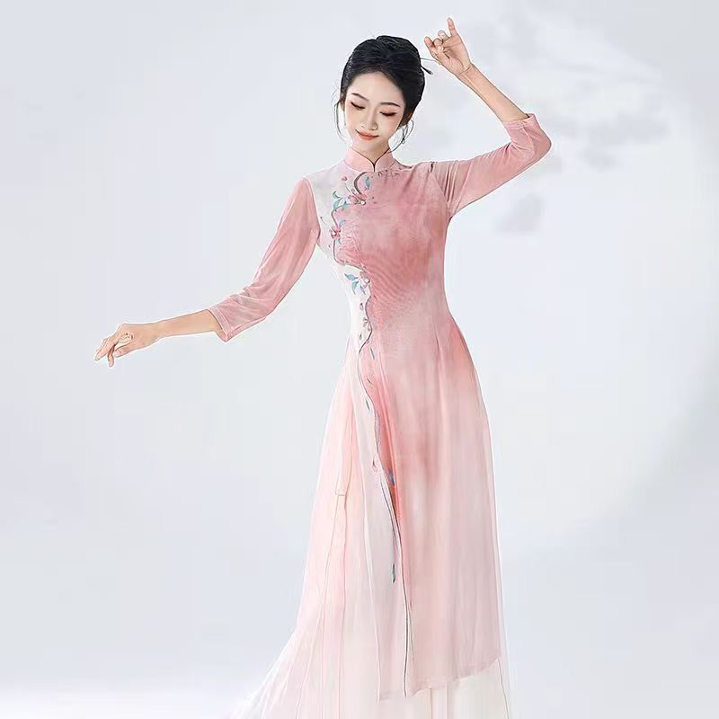 新款古典舞服弹力修身渐