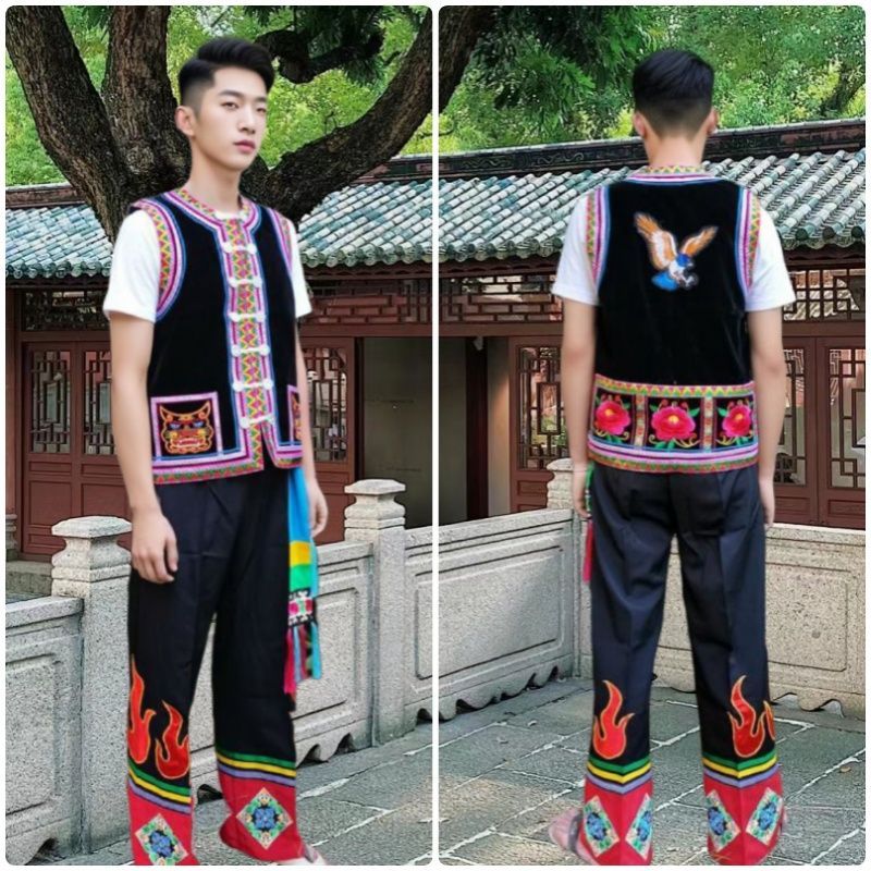 精品彝族新款男装套装少