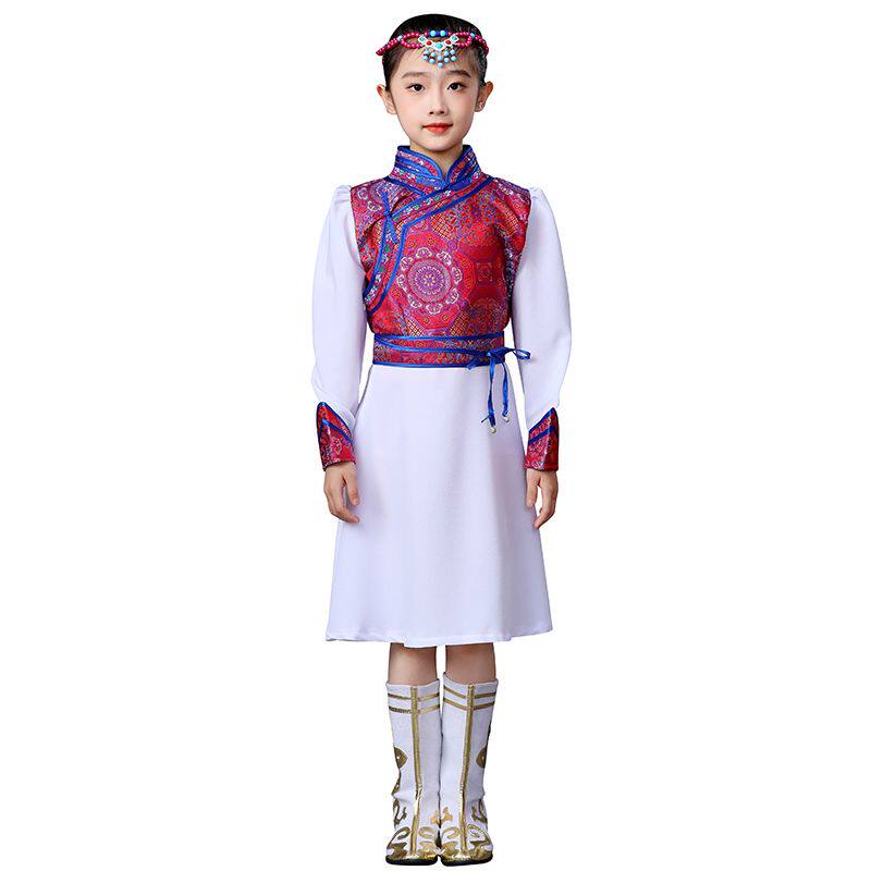 2025新款儿童女红色蒙古
