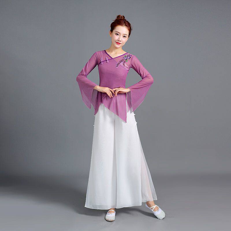 健美操古典舞蹈服女纱衣