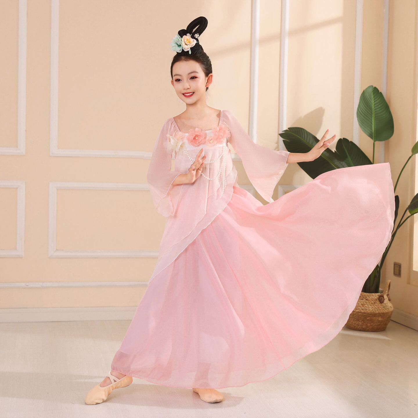 古典舞蹈演出服女儿童粉