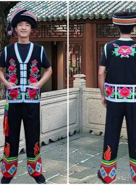 彝族服装男士马甲火把节