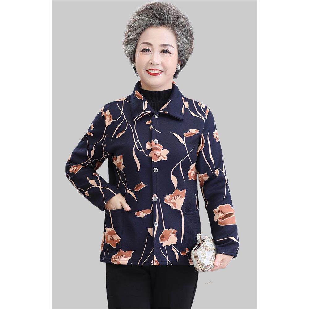 中老年人加绒衬衫女衣服