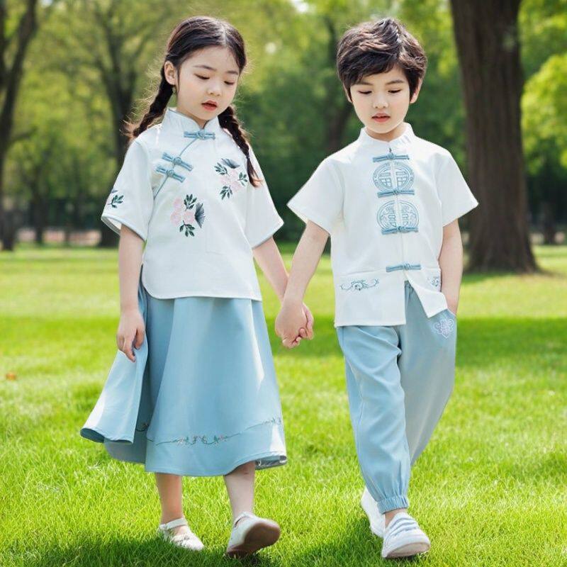 儿童汉服六一表演服装幼儿园园服中国风小学生国学班服毕业演出服