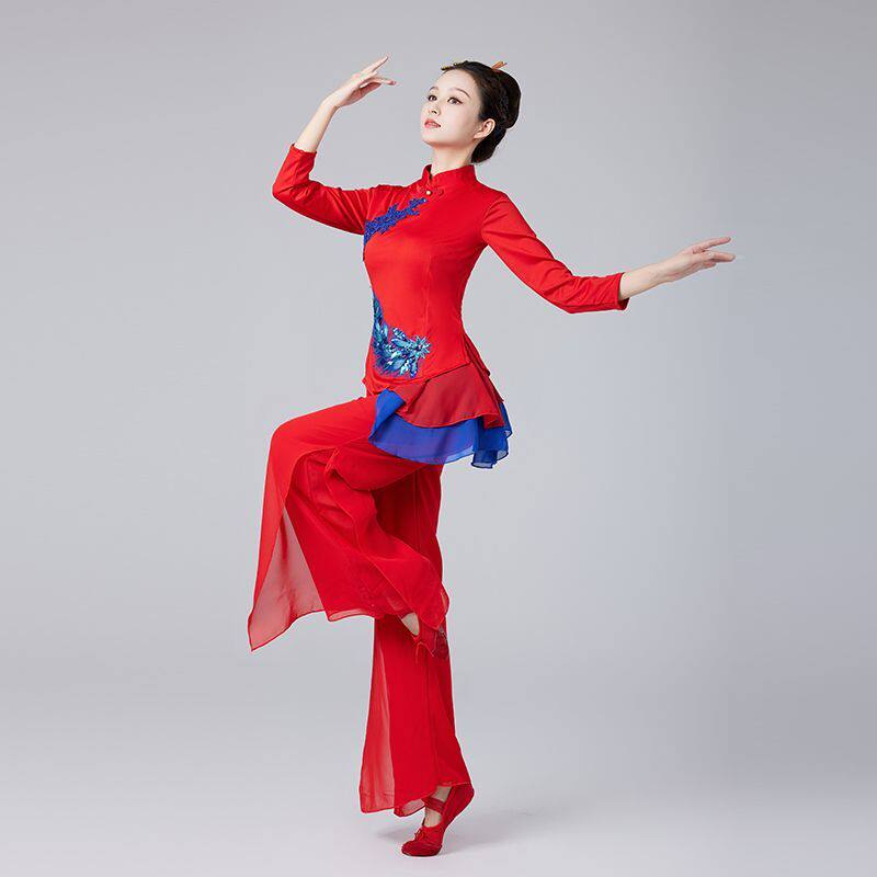 新款打鼓服装女民族红色