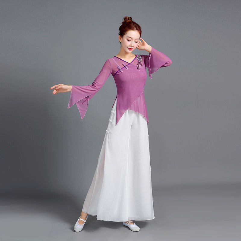 健美操古典舞蹈服女纱衣