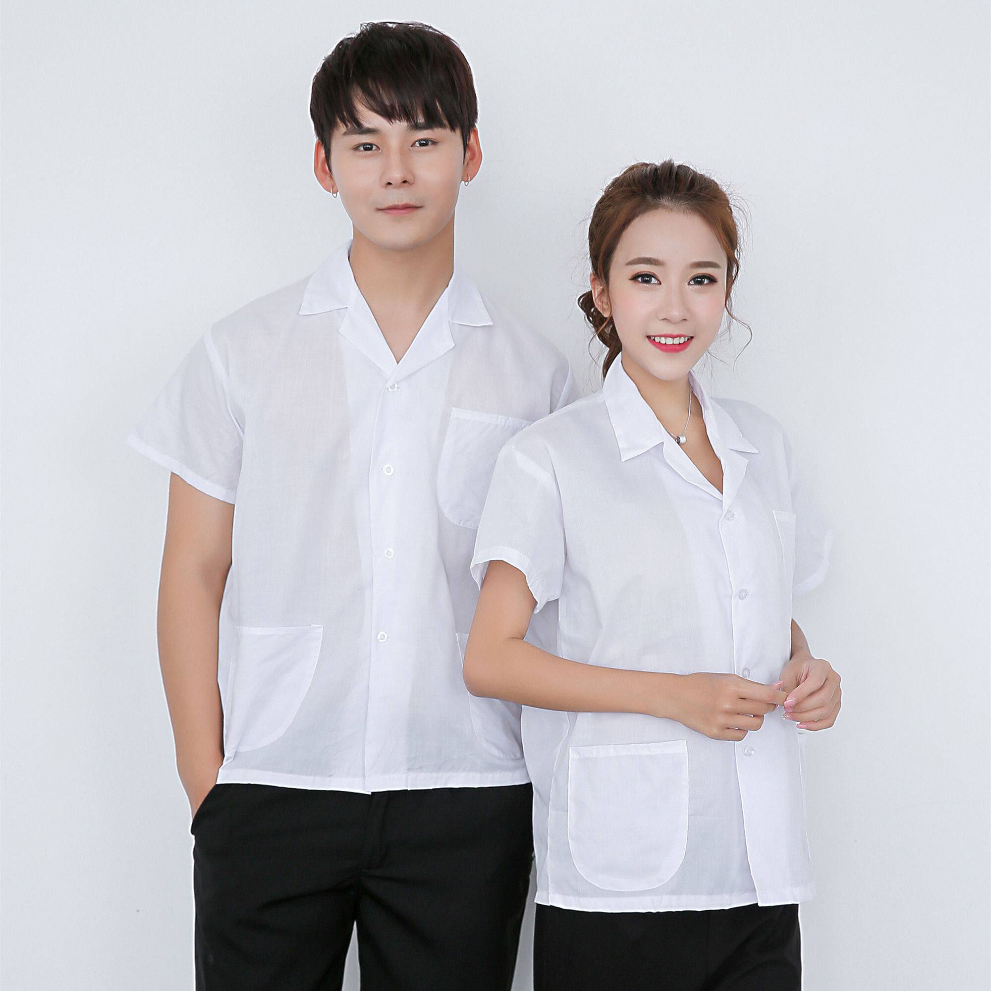 的确良厨师服短袖长袖夏