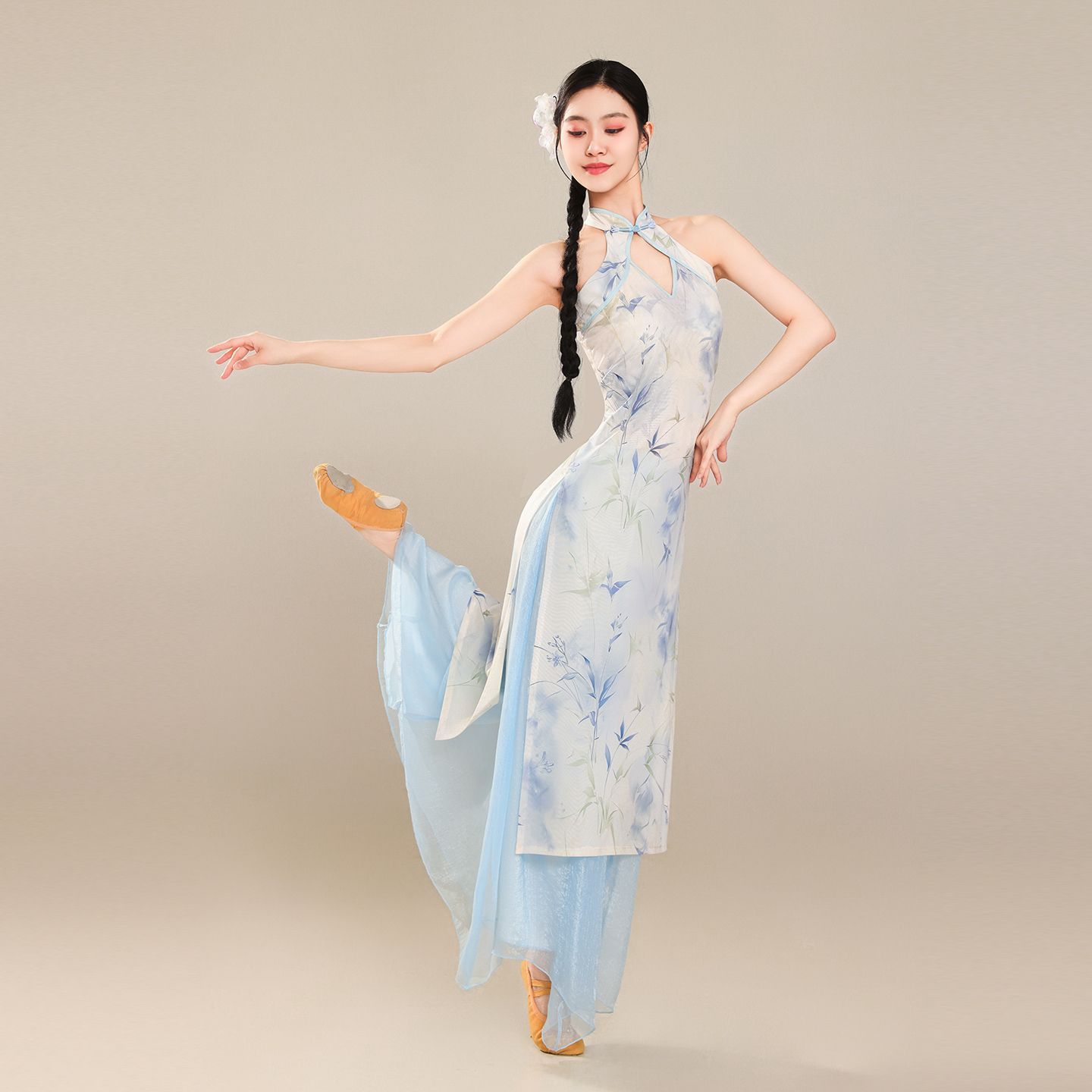 古典舞蹈服装印花连衣裙