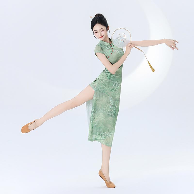 绿色旗袍2025年夏季新款