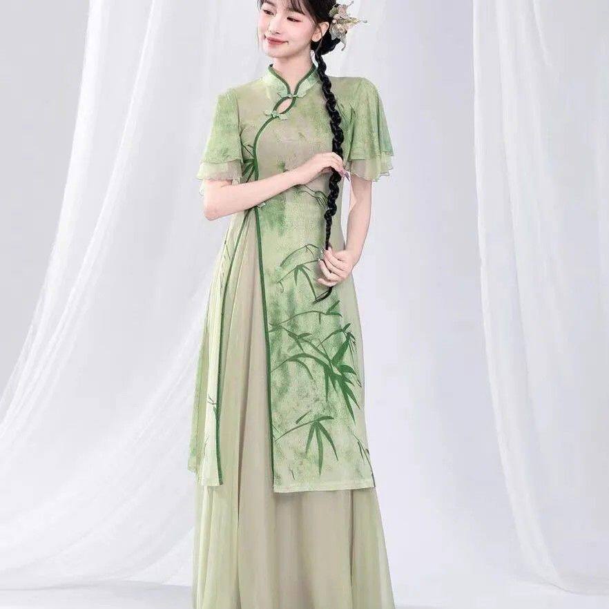 新款古典舞旗袍舞蹈服飘