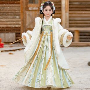 女童明制汉服国风冬装连衣裙2026新款小女孩冬季古风加绒加厚冬裙