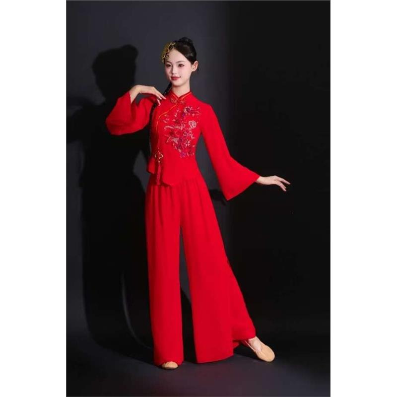 秧歌服女红色新款东北大