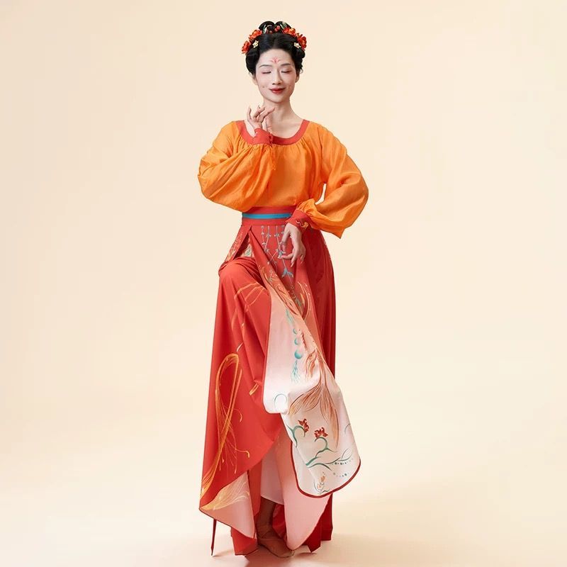 诗意同款刺绣古典舞蹈长安梦华舞服中国古风服仙气飘逸古典舞蹈服 - 实物图