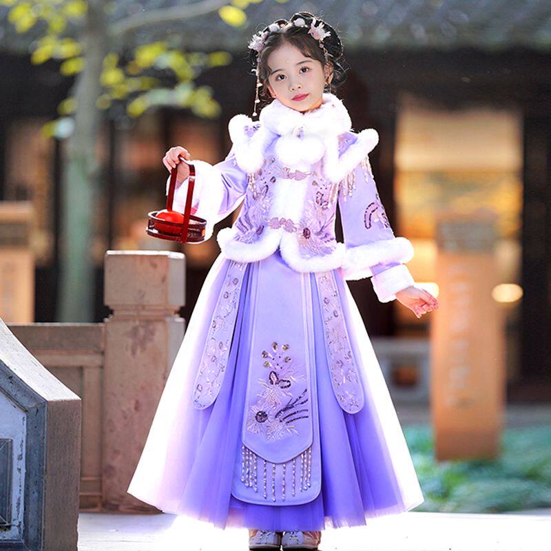 汉服女童冬季夹棉加厚款