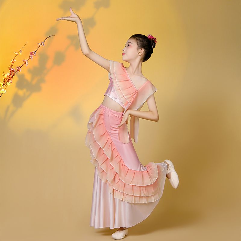 舞蹈傣族鱼尾演出服女童
