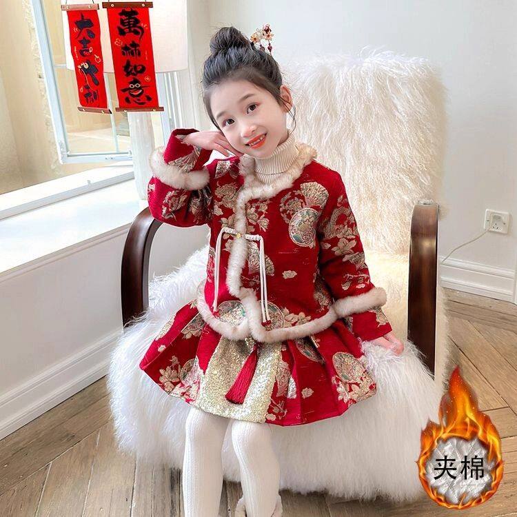 拜年服女童唐装国风加绒