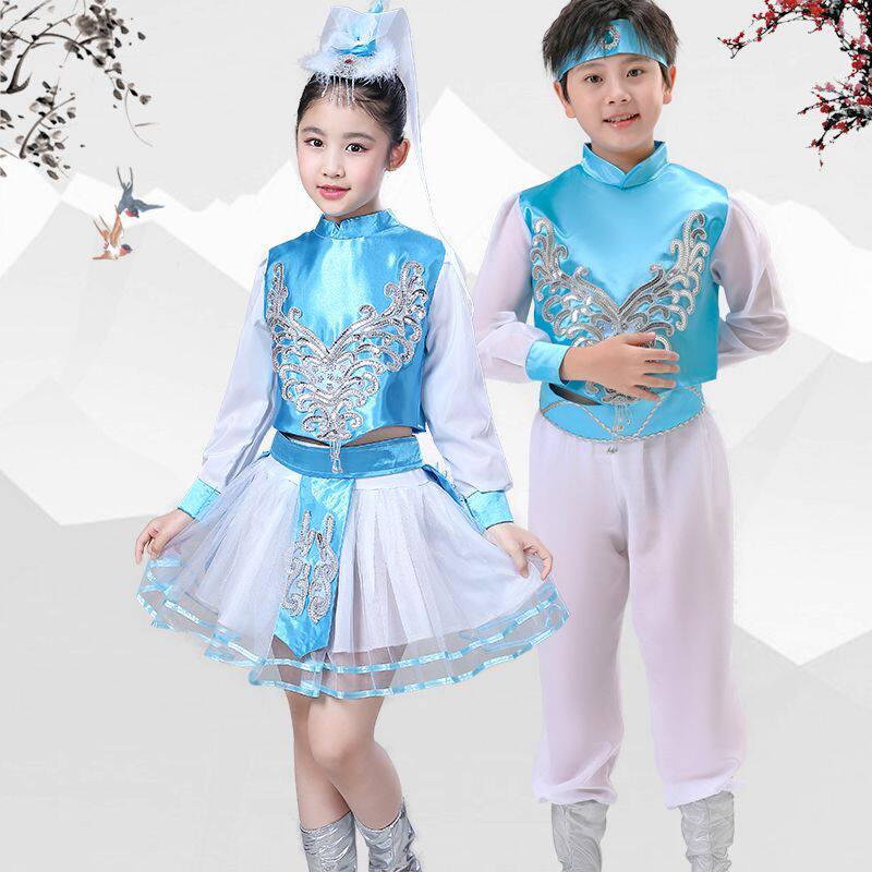 儿童蒙古服蒙族舞蹈服装马蹄哒哒吉祥舞草原小骏马蒙古袍演出服女