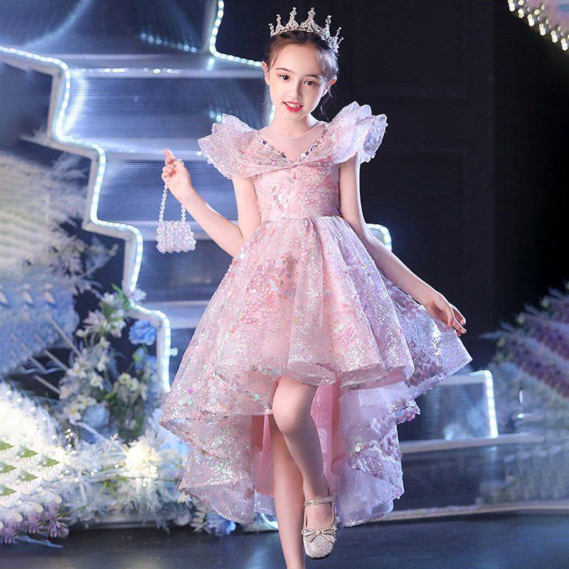 女童公主裙高端礼服秋季儿童蓬蓬纱花童走秀洋气钢琴主持人晚礼服