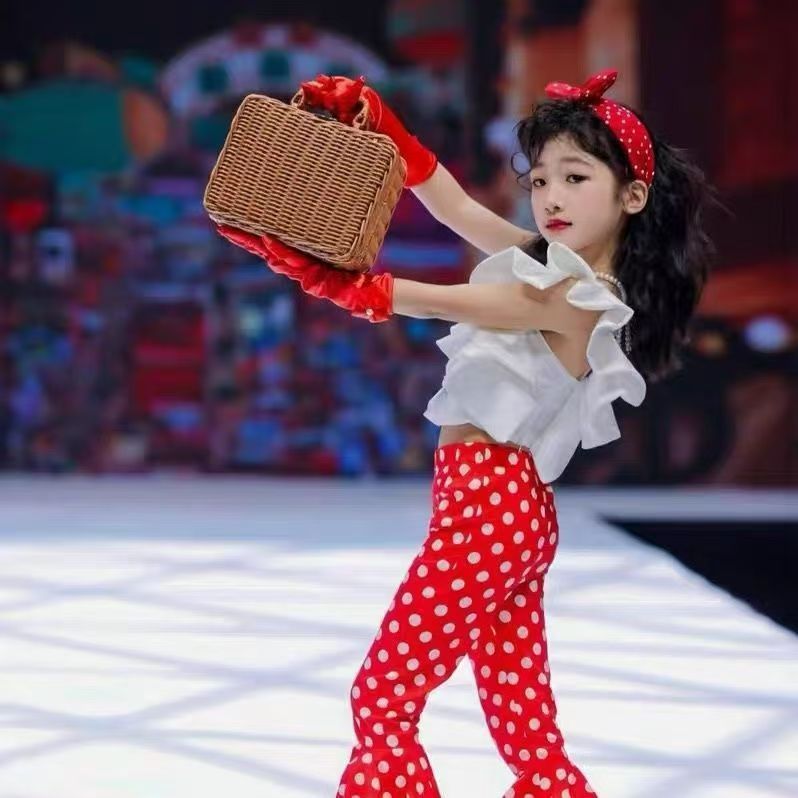 女童复古港风喇叭裤儿童T