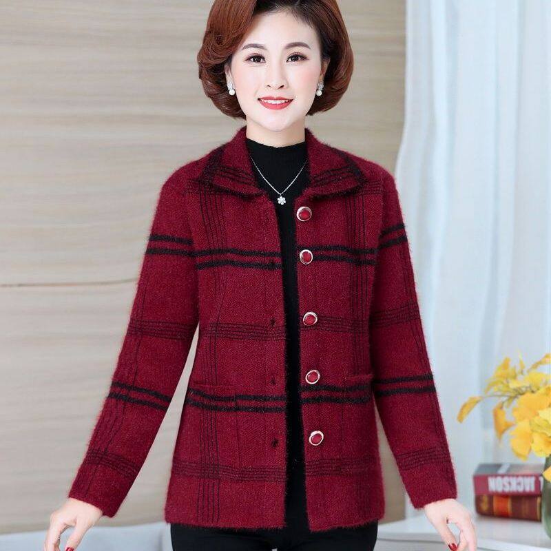 中老年毛衣女开衫老人衣