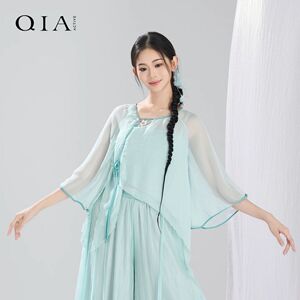 舞蹈服红色飘逸刺绣纱衣