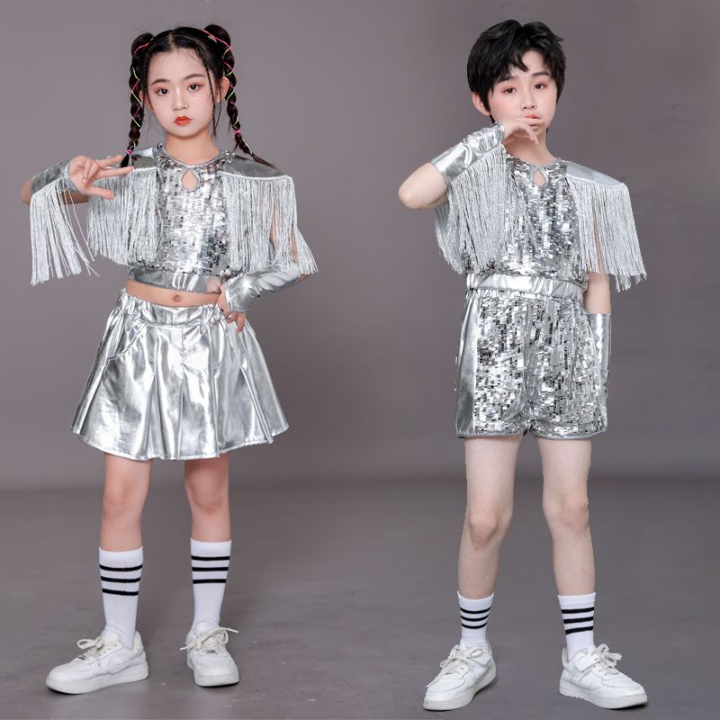 儿童爵士舞亮片演出服时