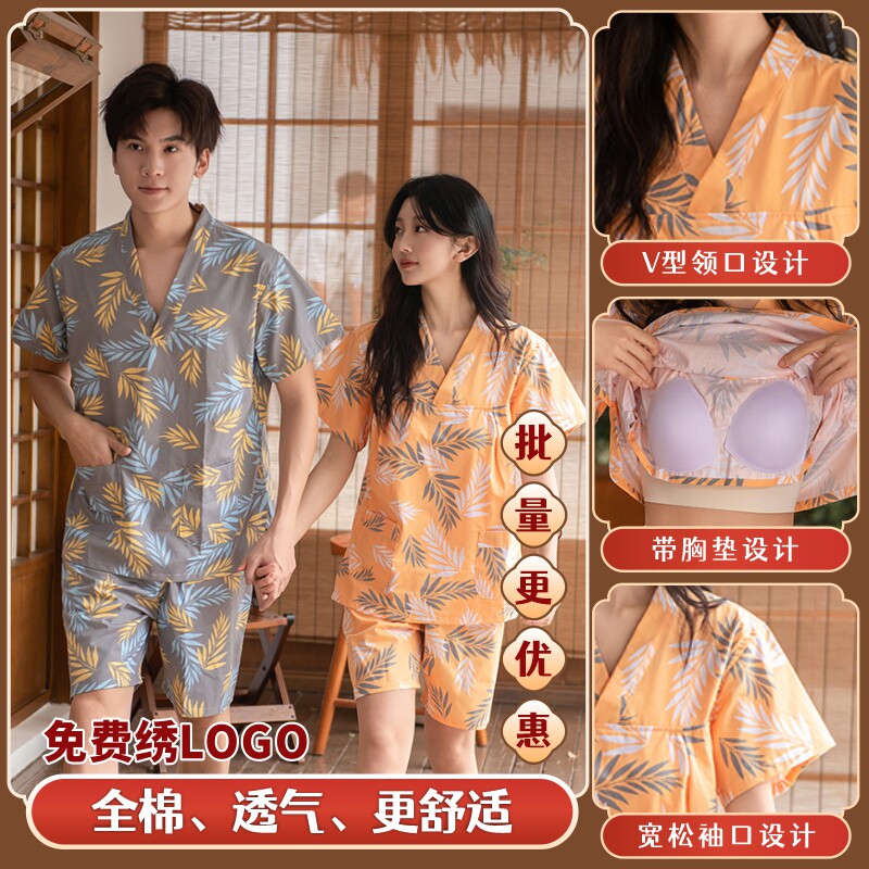 新款儿童汗蒸服纯棉女款带胸垫洗浴服桑拿足道情侣按摩男士汉蒸服图片